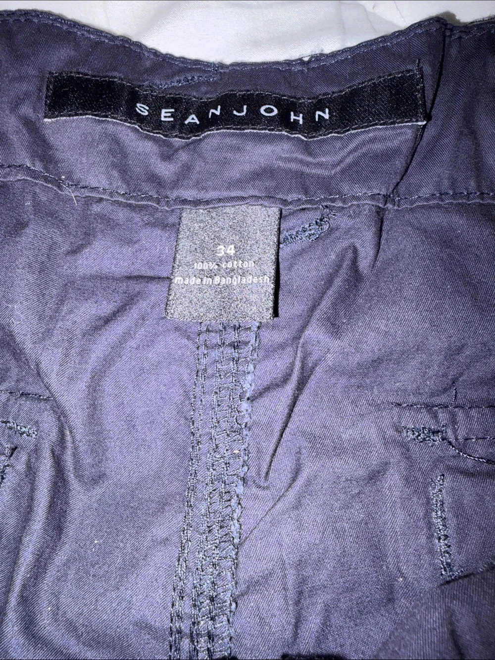 Sean John Men's White and Black Cargo Shorts
